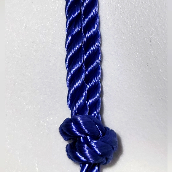 Gorgeous Three Strand Lucite / Blue Cord / Silvertone Necklace - Picture 3 of 4